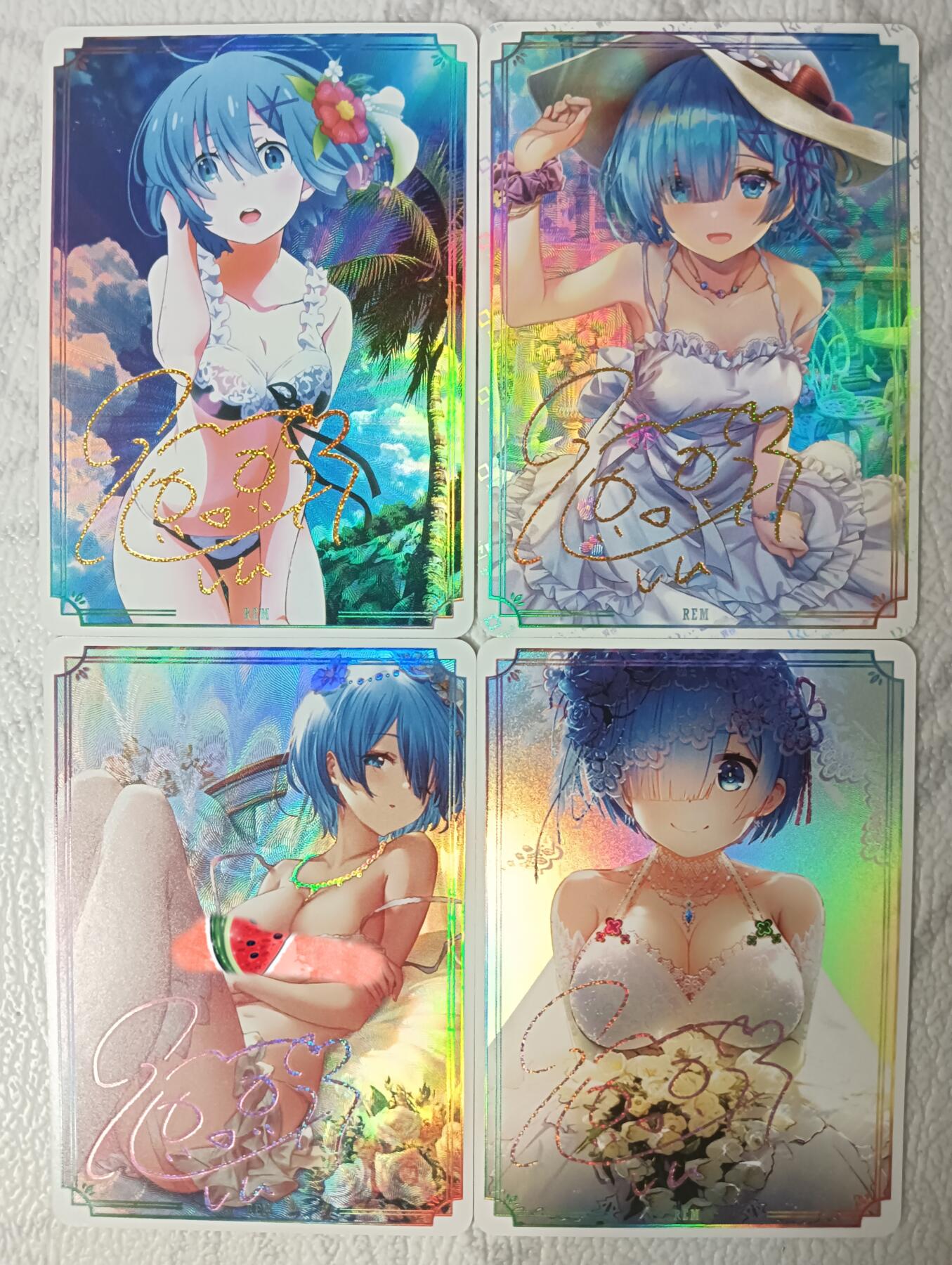 花开卡拍第30期（7月13号周日截拍，品控勿拍!!!拍品不寄存，运费5元，自制卡难免瑕疵，可能存在轻微撞角爆边等出厂瑕疵，品控介意勿拍！） 茉莉玩卡秀 雷姆 彩闪4张