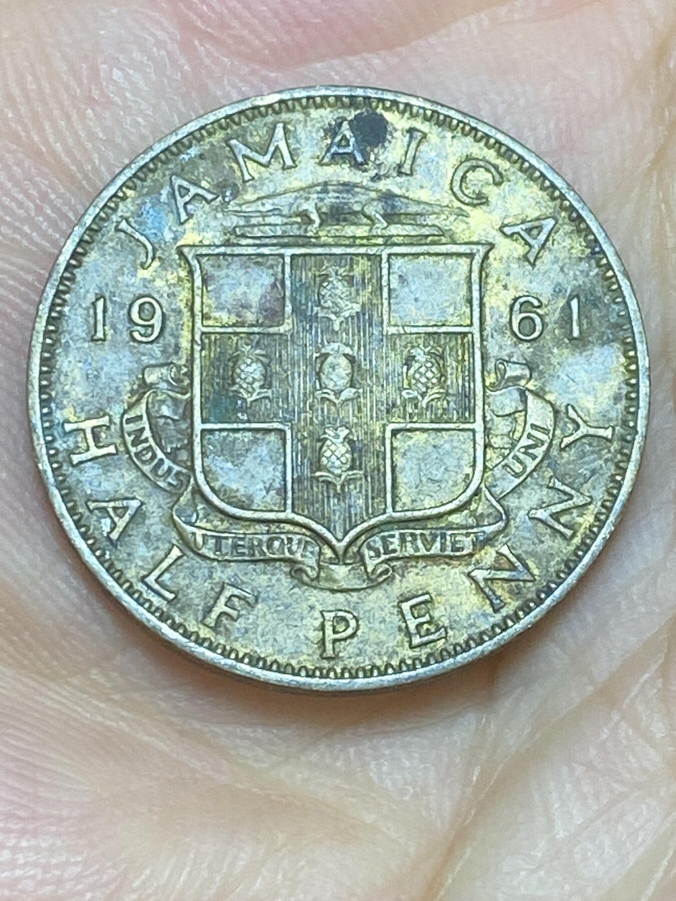2025年第六十四场(总第九十场）外国好品散币(免佣金) 英属牙买加1961年半便士(伊丽莎白二世青年带冠，首版大字版)