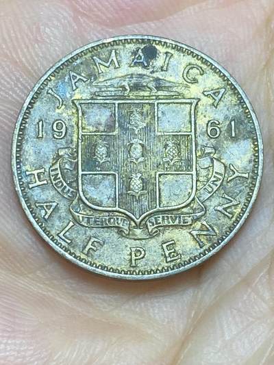 2025年第六十四场(总第九十场）外国好品散币(免佣金) - 英属牙买加1961年半便士(伊丽莎白二世青年带冠，首版大字版)
