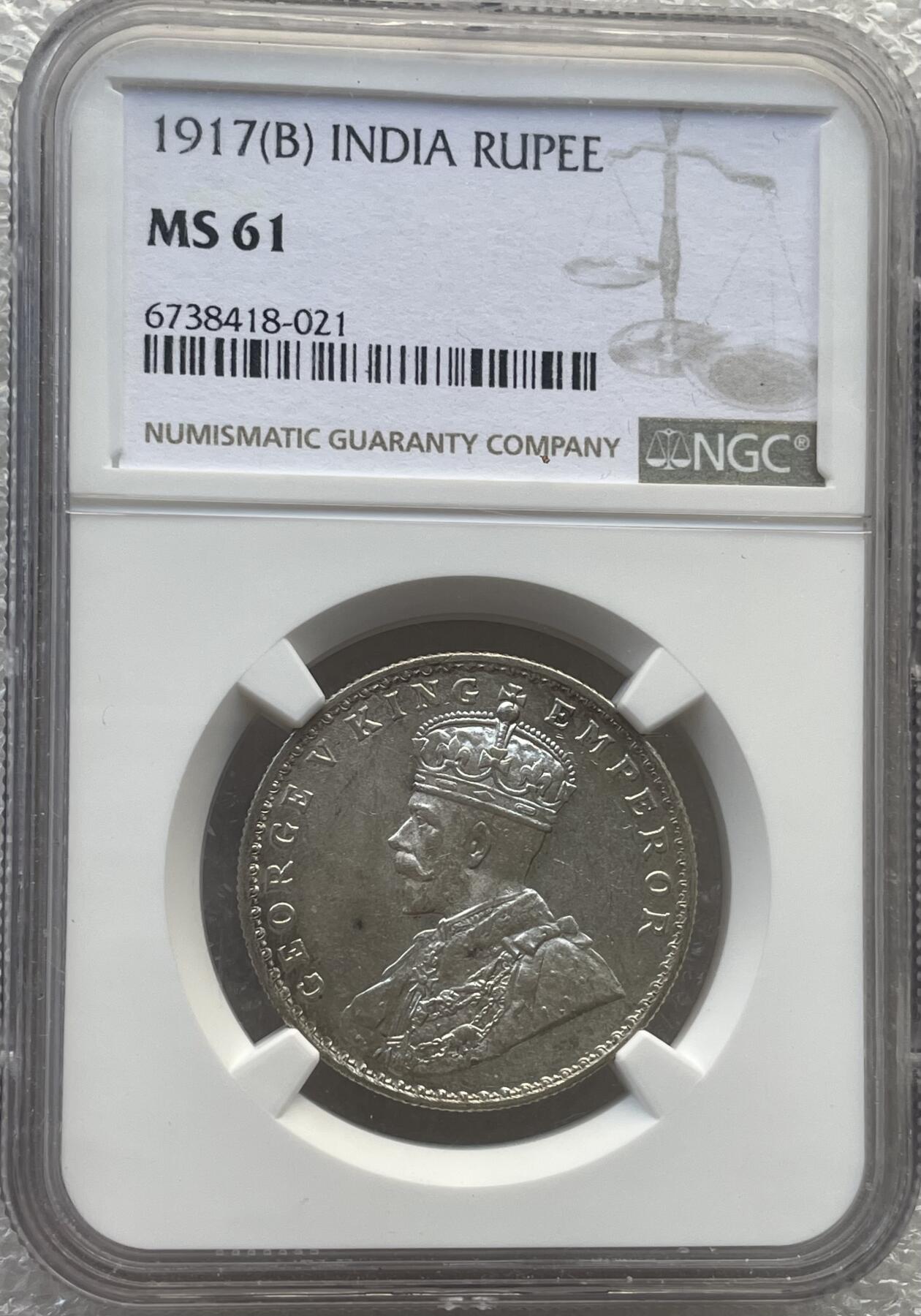 世界钱币专场拍卖 NGC MS61分英属印度乔五1卢比银币