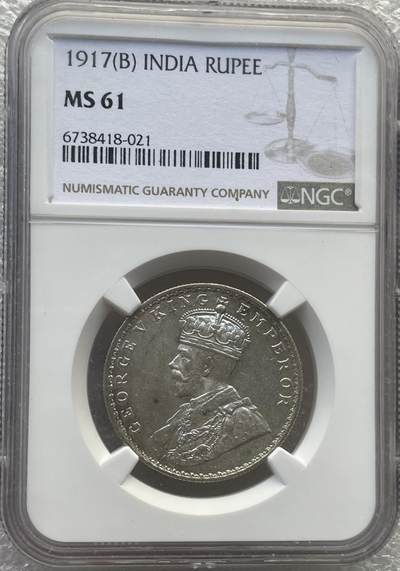 世界钱币专场拍卖 - NGC MS61分英属印度乔五1卢比银币