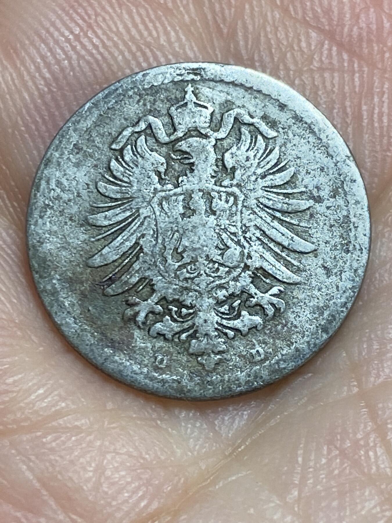 2025年第六十四场(总第九十场）外国好品散币(免佣金) 德意志帝国1876年5芬尼(短翅鹰，D标慕尼黑造)