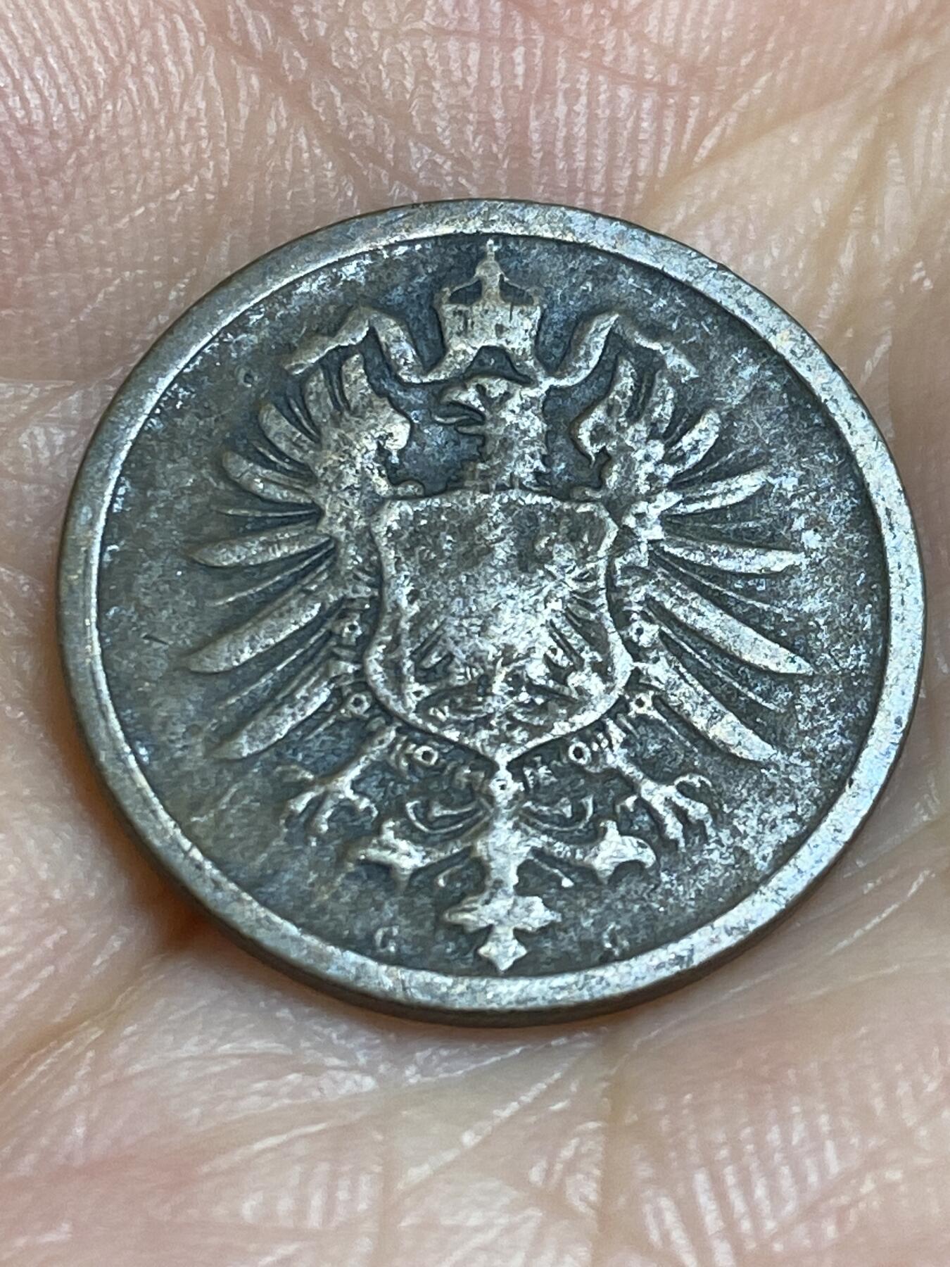 2025年第六十四场(总第九十场）外国好品散币(免佣金) 德意志帝国1875年2芬尼(短翅鹰，G标卡尔斯鲁厄造)