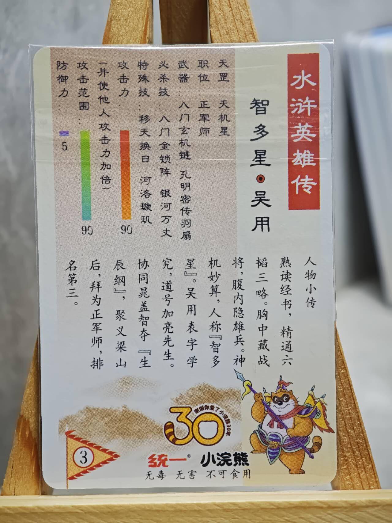 趣卡卡拍No.13期（无佣金免手续费，分享成交有奖） 【小粗闪卡，食品卡尺寸】小浣熊30周年小粗闪卡-智多星 吴用