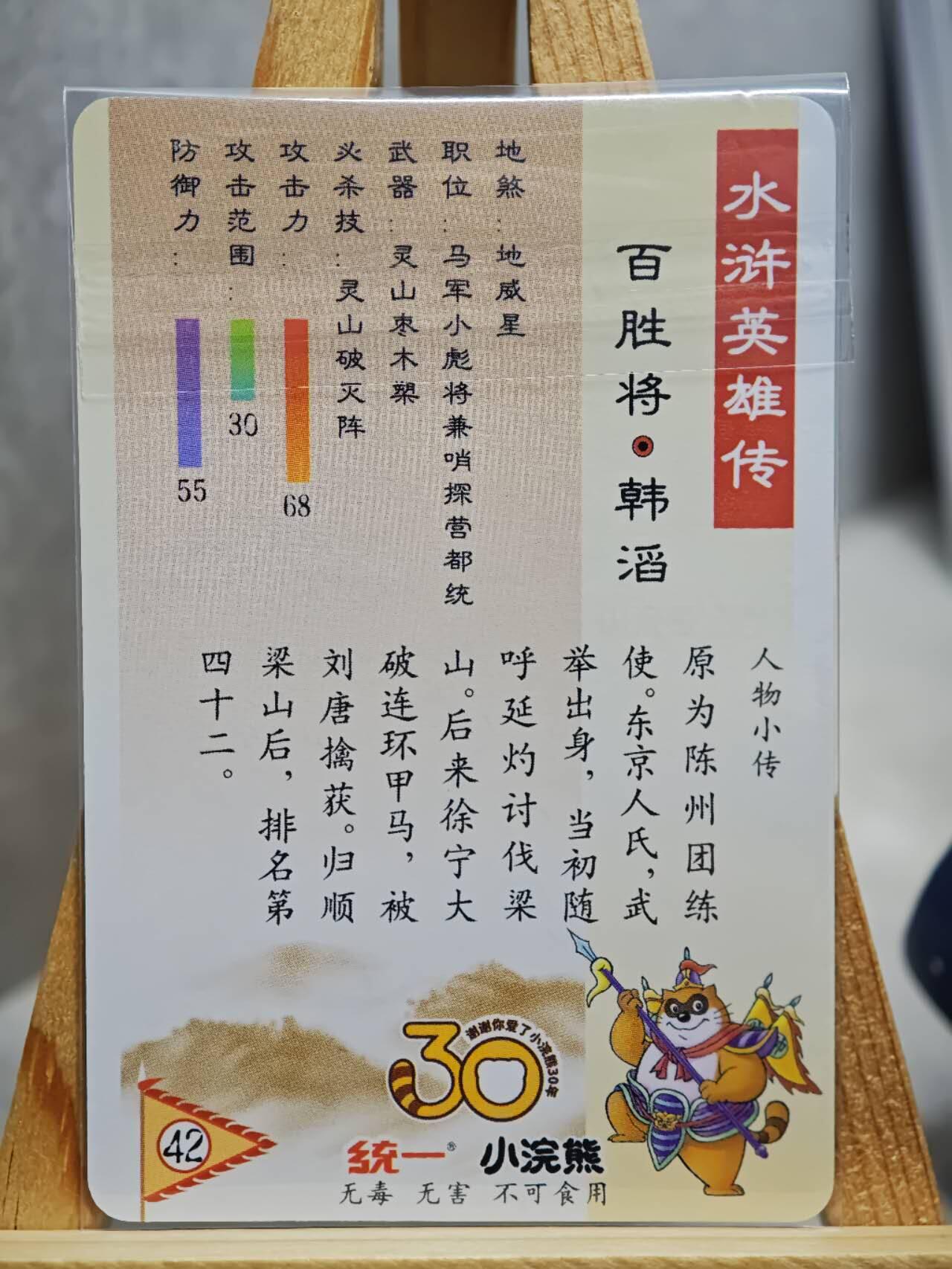 趣卡卡拍No.13期（无佣金免手续费，分享成交有奖） 【小粗闪卡，食品卡尺寸】小浣熊30周年小粗闪卡-百胜将 韩韬