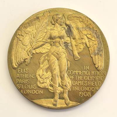 博洋堂世界钱币拍卖第130期（全场包邮） - 伦敦1908年奥运会纪念铜章，直径60mm，重90克