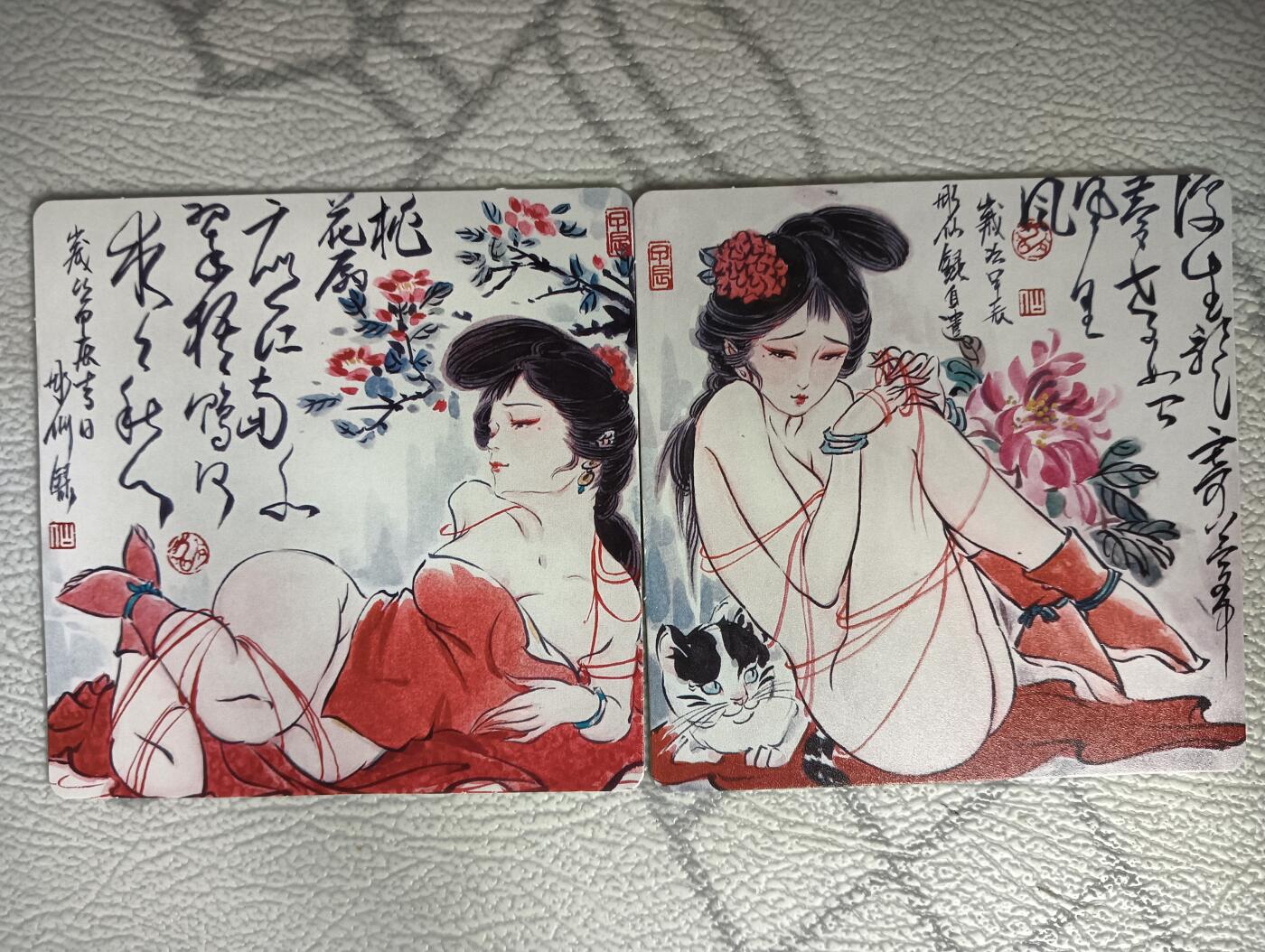 花开卡拍第30期（7月13号周日截拍，品控勿拍!!!拍品不寄存，运费5元，自制卡难免瑕疵，可能存在轻微撞角爆边等出厂瑕疵，品控介意勿拍！） 焱卡文化雕仙活色生香方卡2张88✘88mm全新