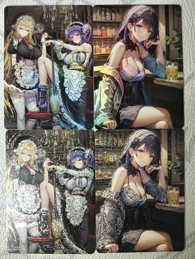 花开卡拍第30期（7月13号周日截拍，品控勿拍!!!拍品不寄存，运费5元，自制卡难免瑕疵，可能存在轻微撞角爆边等出厂瑕疵，品控介意勿拍！） - 鸡腿卡牌 妹卡 彩闪钻闪双工艺4张 