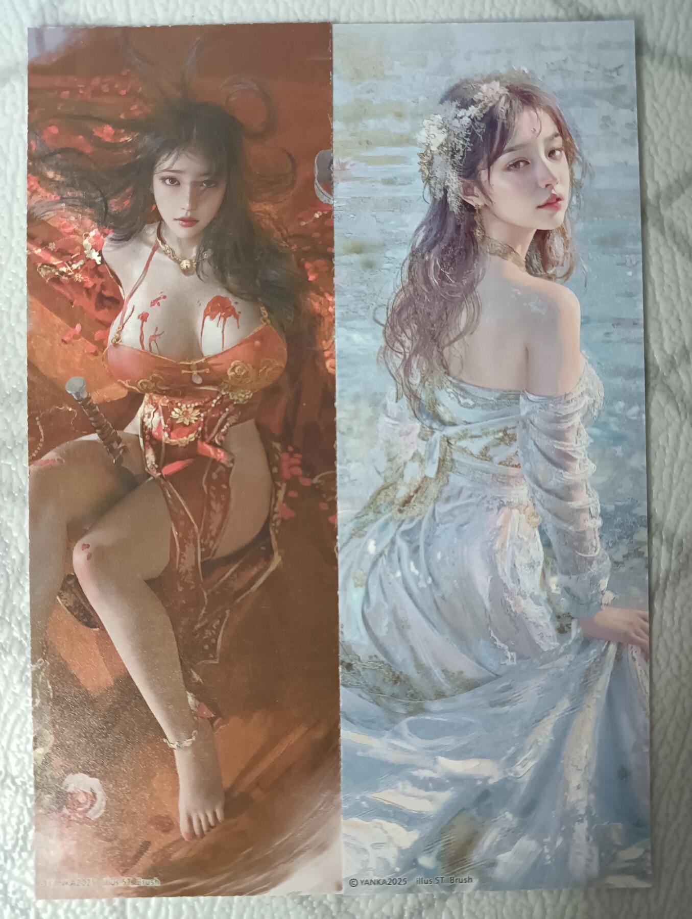 花开卡拍第30期（7月13号周日截拍，品控勿拍!!!拍品不寄存，运费5元，自制卡难免瑕疵，可能存在轻微撞角爆边等出厂瑕疵，品控介意勿拍！） 燎原卡牌妖姬传刷子玉兔精潘金莲书签2张
