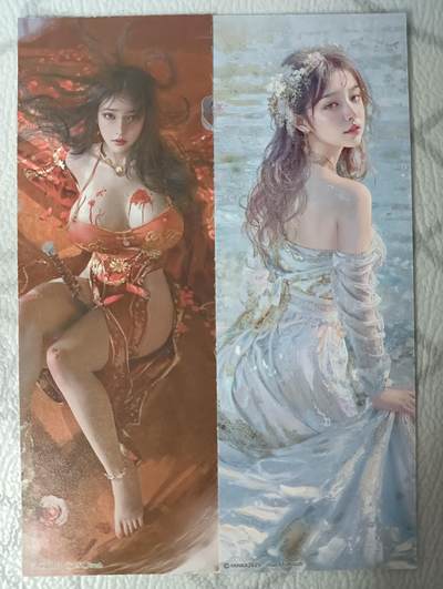 花开卡拍第30期（7月13号周日截拍，品控勿拍!!!拍品不寄存，运费5元，自制卡难免瑕疵，可能存在轻微撞角爆边等出厂瑕疵，品控介意勿拍！） - 燎原卡牌妖姬传刷子玉兔精潘金莲书签2张