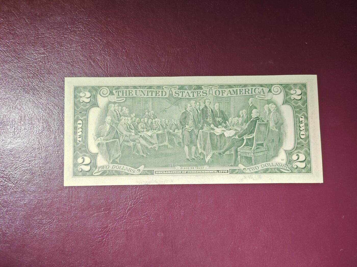 美国纸币 1976年 2美元  C区首发A冠 全程无47  全新UNC 