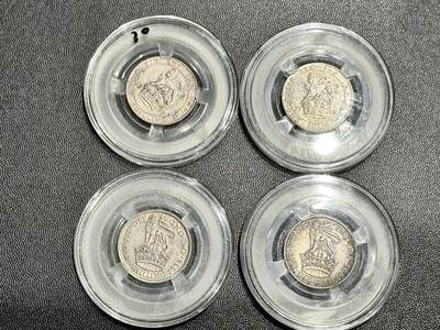 《外钞收藏家》第五百四十六期（本期有精品银币、以及稀少裸币和热门评级币）（本平台长期征集拍品、欢迎藏友们联系合作） - 乔治五世1先令银币 四个年份 四枚一起