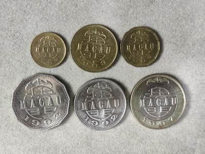 外币收藏 90年代澳门硬币一套一