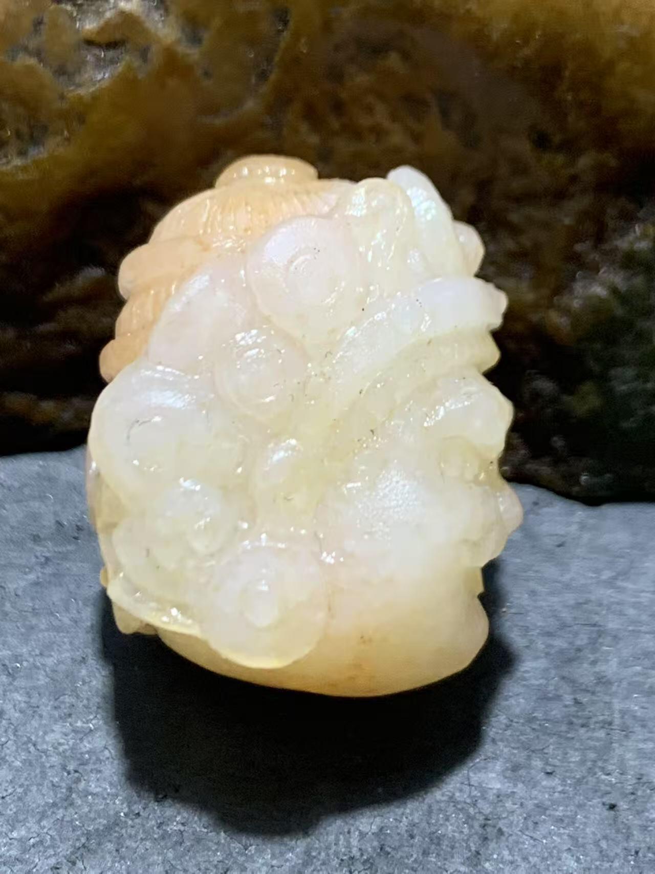 放福利！精美天然俏色朱砂点阿拉善玛瑙手工雕刻大黑天黄财神珠子