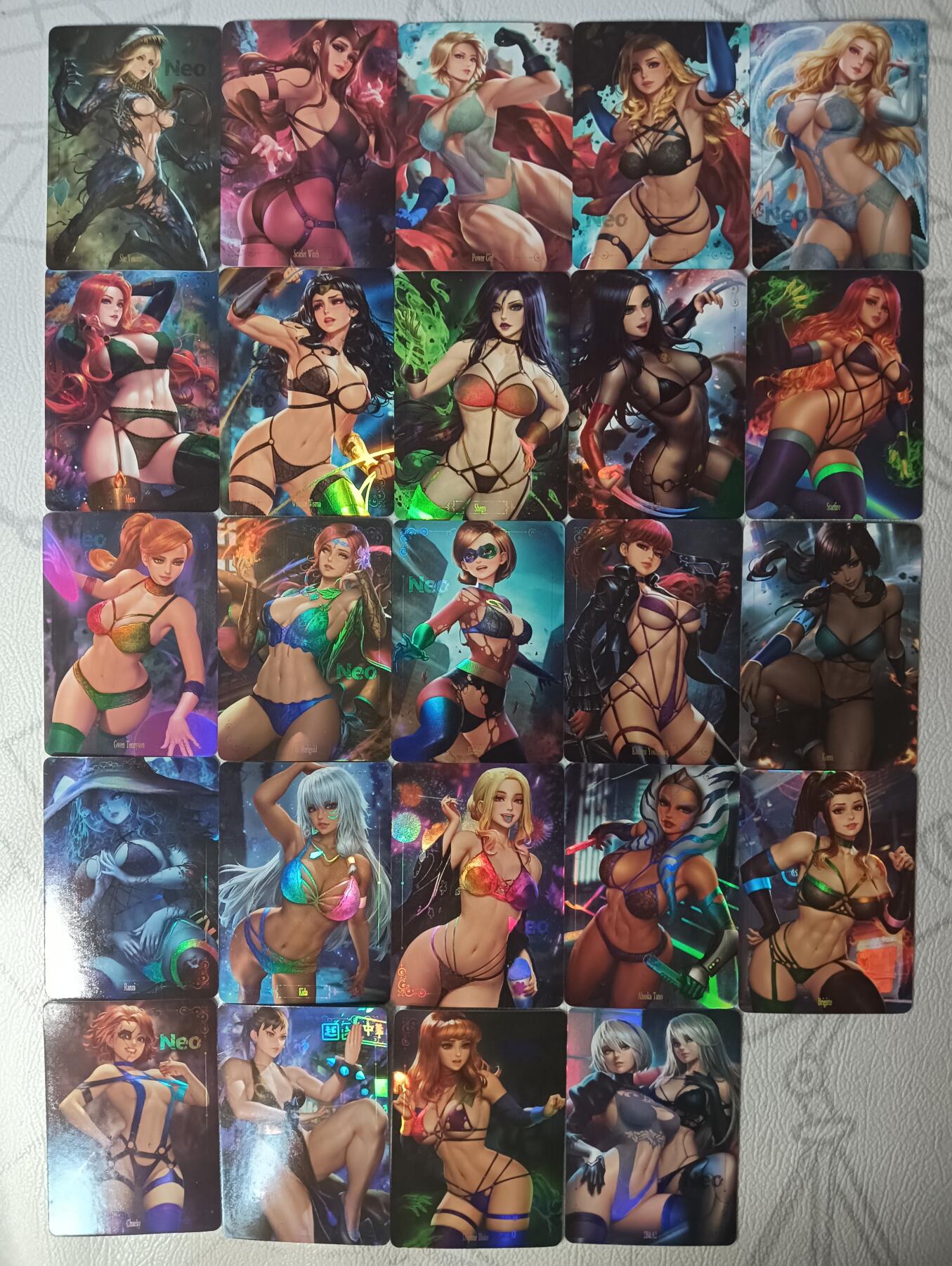 花开卡拍第30期（7月13号周日截拍，品控勿拍!!!拍品不寄存，运费5元，自制卡难免瑕疵，可能存在轻微撞角爆边等出厂瑕疵，品控介意勿拍！） 松哥 ACG Beauty 彩闪74张全（卡背艺术）