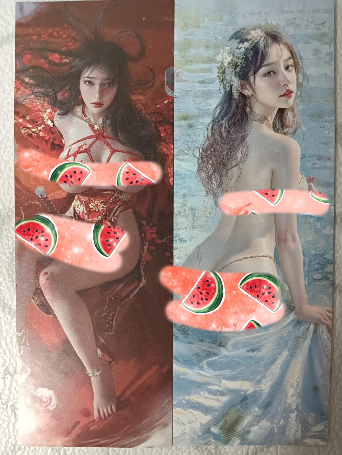 花开卡拍第30期（7月13号周日截拍，品控勿拍!!!拍品不寄存，运费5元，自制卡难免瑕疵，可能存在轻微撞角爆边等出厂瑕疵，品控介意勿拍！） 燎原卡牌妖姬传刷子玉兔精潘金莲书签2张
