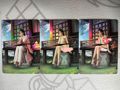 花开卡拍第30期（7月13号周日截拍，品控勿拍!!!拍品不寄存，运费5元，自制卡难免瑕疵，可能存在轻微撞角爆边等出厂瑕疵，品控介意勿拍！） - 绘天阁次元鉴赏 莺花录 苏小小 彩闪三渐变 