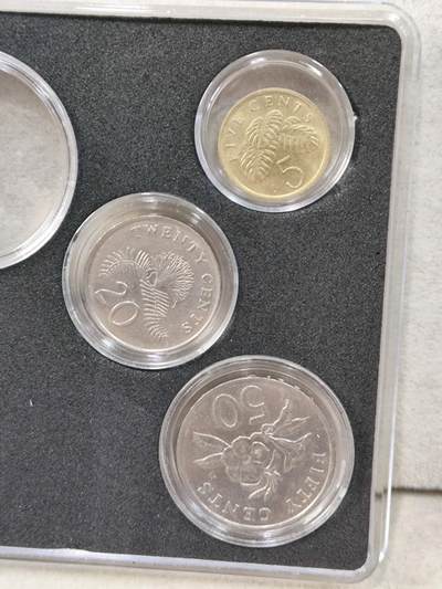 外币收藏 新加坡花卉版硬币六枚一套