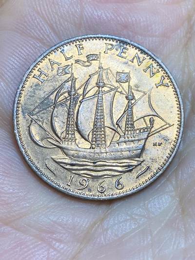 2025年第六十四场(总第九十场）外国好品散币(免佣金) - 带光好品–英国🇬🇧1966年半便士(伊丽莎白二世青年桂冠)