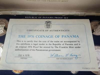 长老汇蛇年精选第二十场拍卖 1976巴拿马9枚精制套币，盒证全，含珍珠币，克书标价355美金