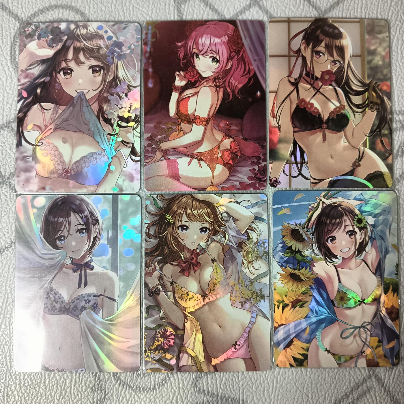 花开卡拍第30期（7月13号周日截拍，品控勿拍!!!拍品不寄存，运费5元，自制卡难免瑕疵，可能存在轻微撞角爆边等出厂瑕疵，品控介意勿拍！） 美少女同人小套6张 彩闪