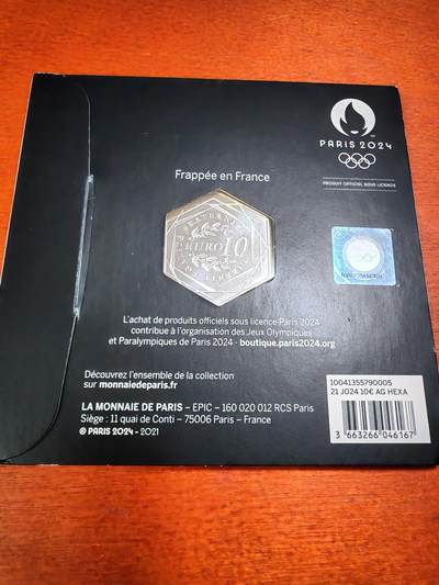 长老汇蛇年精选第二十场拍卖 2021法国巴黎奥运会10欧元6边形银币卡装