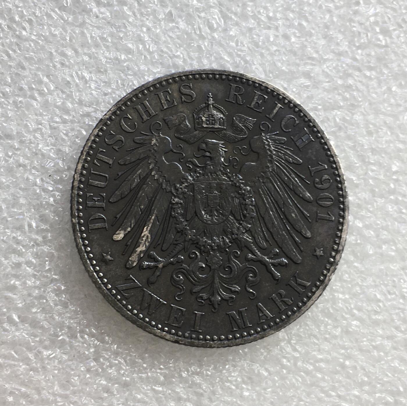 世界钱币专场拍卖 大老黑1901年德国普鲁士建国200周年2马克银币 11.1克