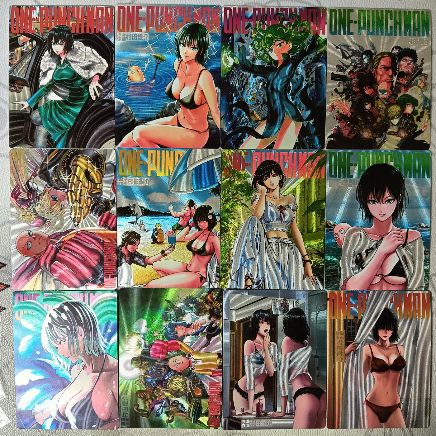 花开卡拍第30期（7月13号周日截拍，品控勿拍!!!拍品不寄存，运费5元，自制卡难免瑕疵，可能存在轻微撞角爆边等出厂瑕疵，品控介意勿拍！） 粗闪大卡道一拳超人12张a6,10.1✘13.9cm