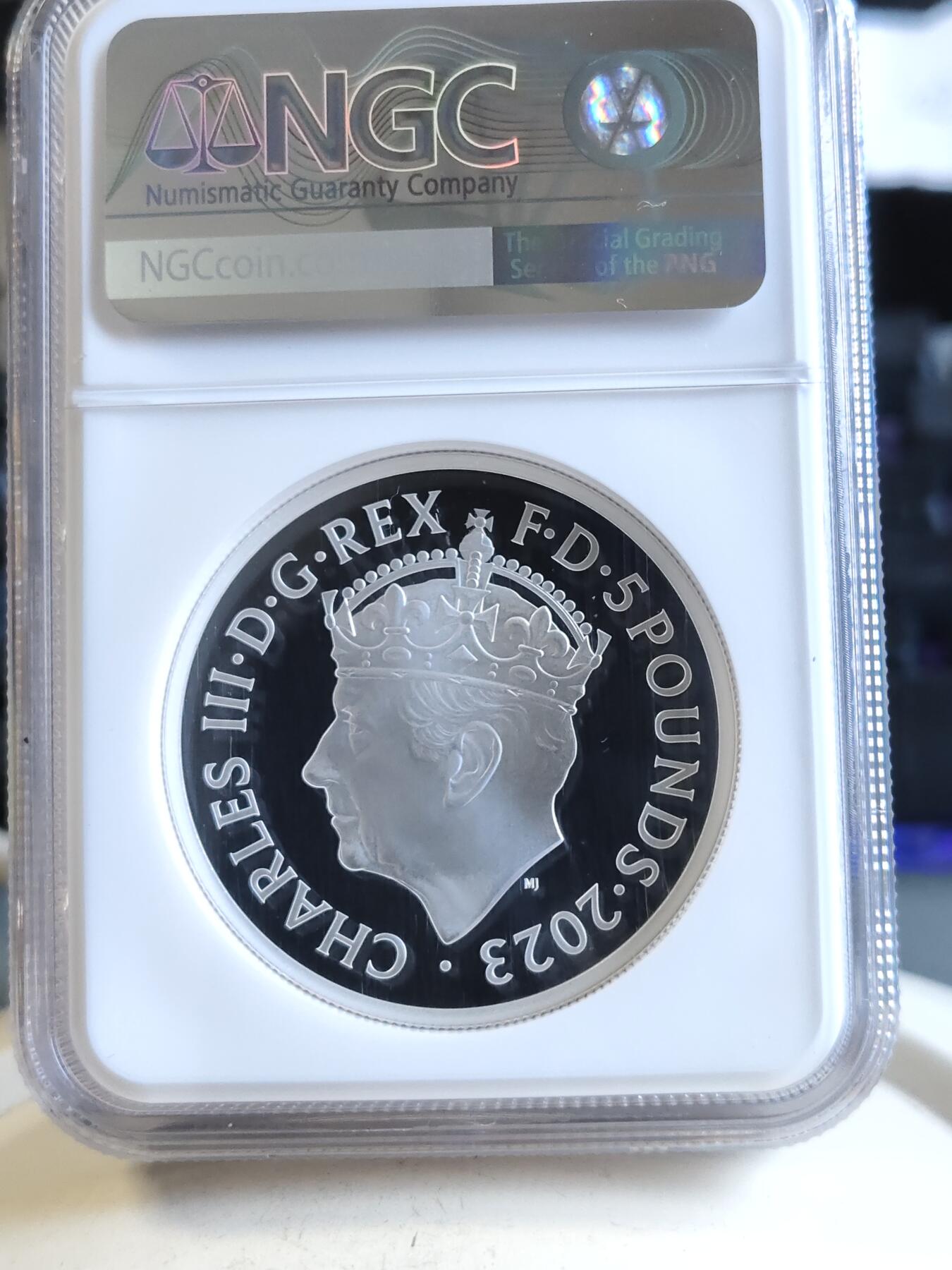 第165期拍卖【长期征集拍品】 英国2023年查尔斯三世加冕2盎司银币NGC-PF69无盒无证书,2盎司，999银