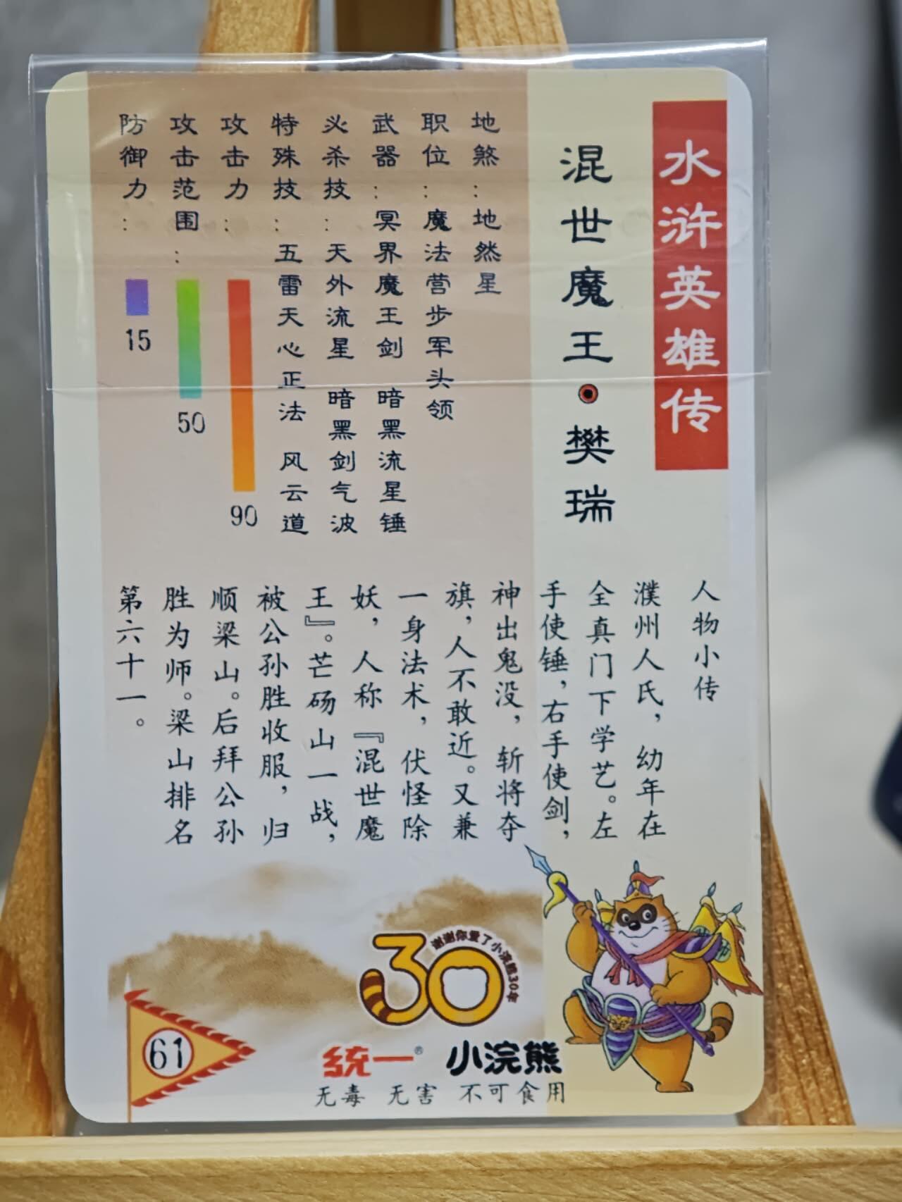 趣卡卡拍No.13期（无佣金免手续费，分享成交有奖） 【小粗闪卡，食品卡尺寸】小浣熊30周年小粗闪卡-混世魔王 樊瑞