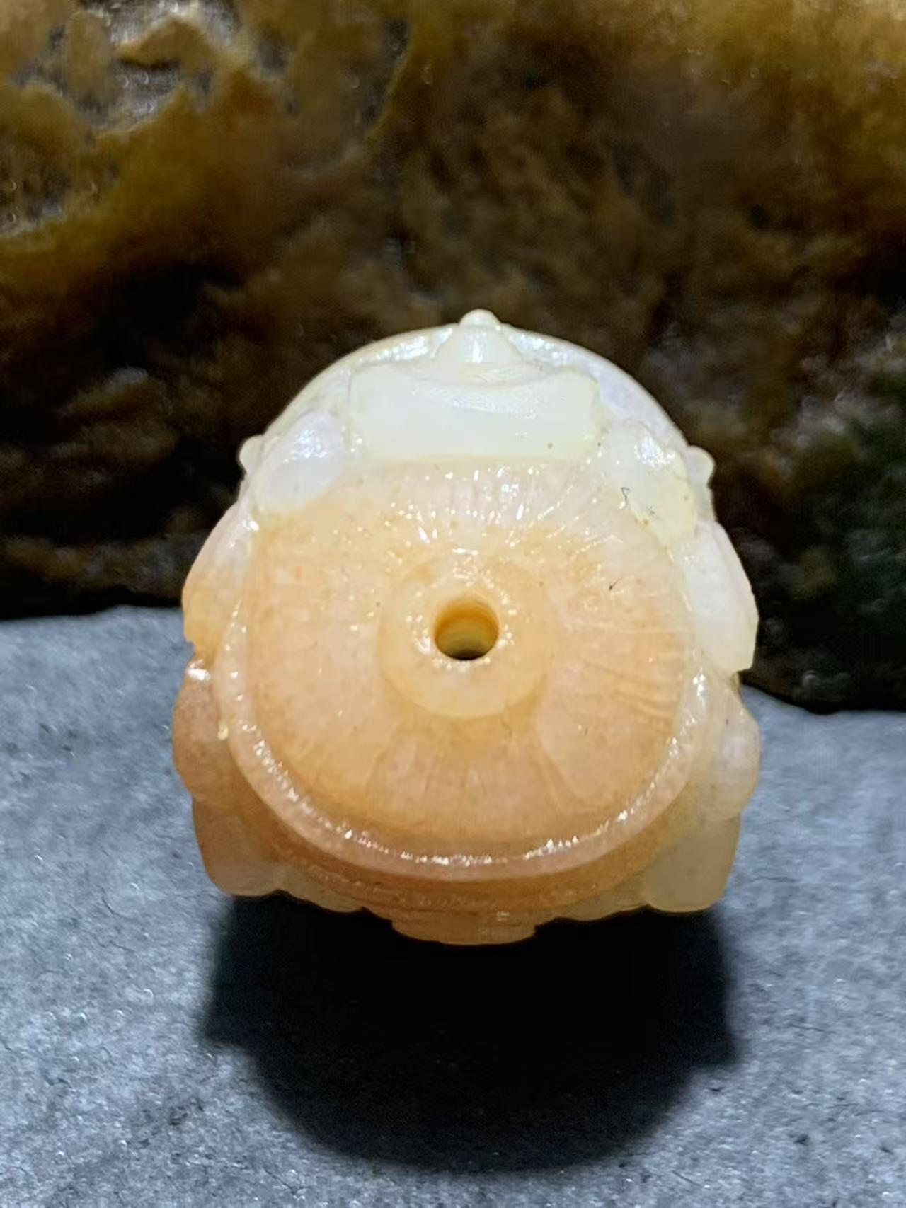 放福利！精美天然俏色朱砂点阿拉善玛瑙手工雕刻大黑天黄财神珠子