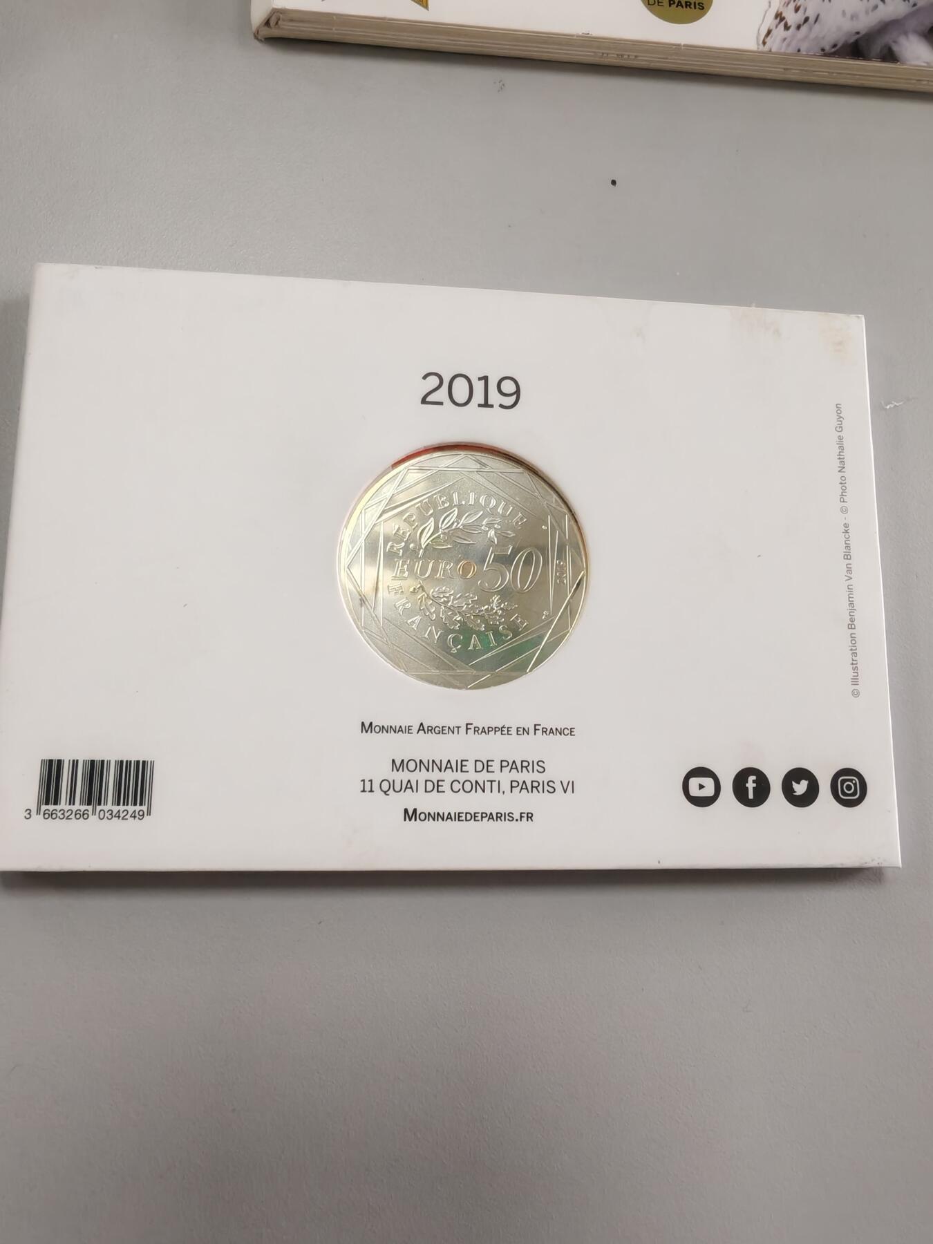 长老汇蛇年精选第二十场拍卖 2019法国法国国旗50欧元彩色精制银币，卡装，1500套