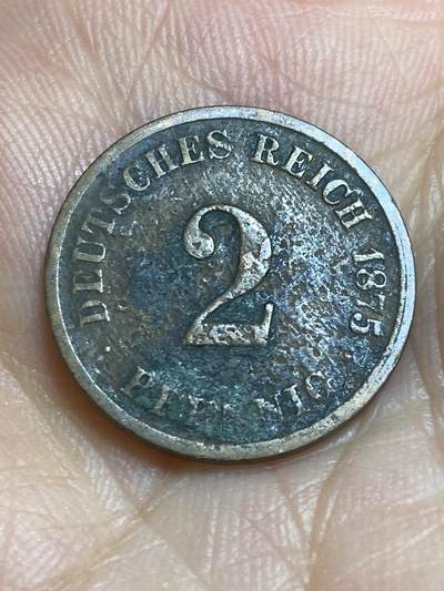 2025年第六十四场(总第九十场）外国好品散币(免佣金) - 德意志帝国1875年2芬尼(短翅鹰，G标卡尔斯鲁厄造)