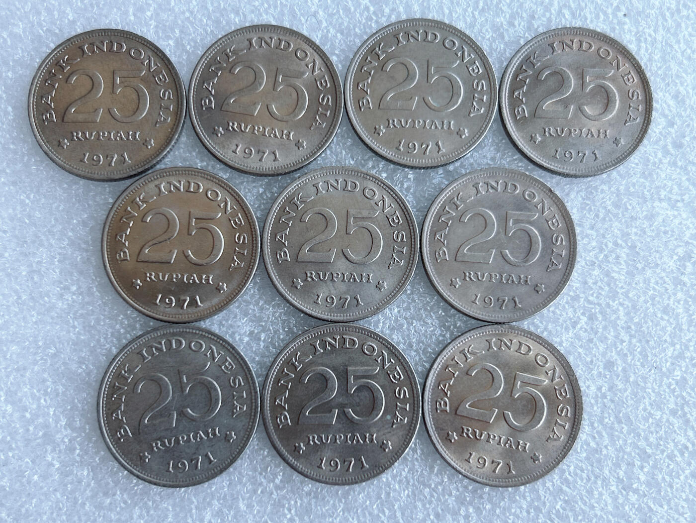 第一海外回流一元起拍收藏 散集专场. 第228期 印度尼西亚1971年25卢比硬币 10枚 原光美品