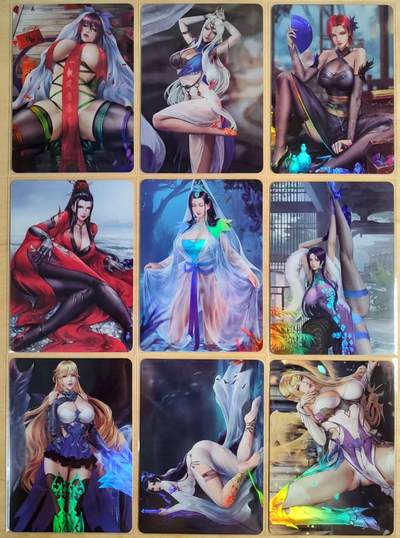 龙虎卡牌第四五场 （无佣金，满120包邮，欢迎送拍） - 彩闪9张 钢蛋系列 钢蛋画风独树一帜 古风美女大开大合
