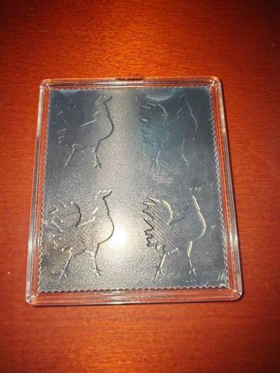 长老汇蛇年精选第二十场拍卖 2012中国邮政第一轮生肖鸡彩色邮票4方联银邮票，8.20克999银，封装