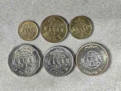 外币收藏 90年代澳门硬币一套一