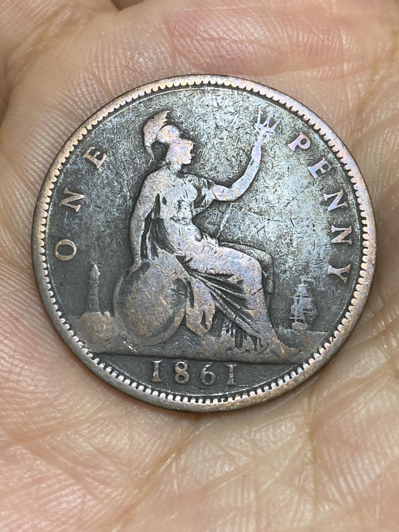 2025年第六十四场(总第九十场）外国好品散币(免佣金) 英国🇬🇧1861年1便士(维多利亚女王时期，第二版)