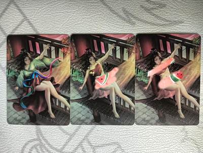 花开卡拍第30期（7月13号周日截拍，品控勿拍!!!拍品不寄存，运费5元，自制卡难免瑕疵，可能存在轻微撞角爆边等出厂瑕疵，品控介意勿拍！） - 绘天阁次元鉴赏 莺花录 绿珠 彩闪三渐变 