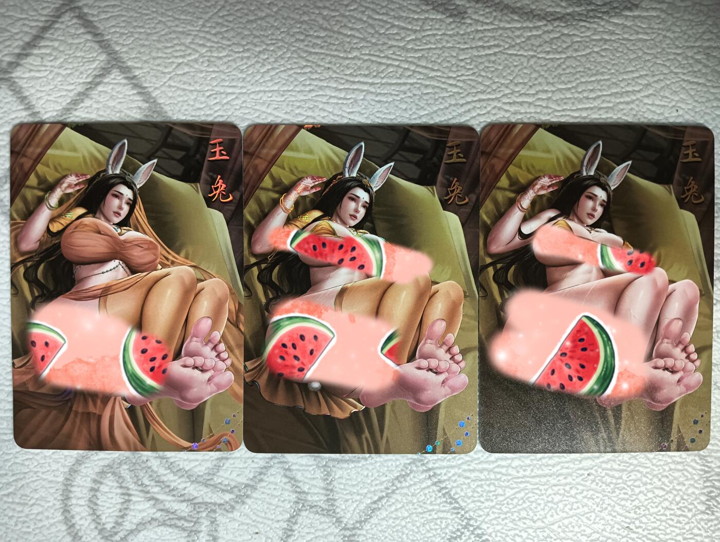 花开卡拍第30期（7月13号周日截拍，品控勿拍!!!拍品不寄存，运费5元，自制卡难免瑕疵，可能存在轻微撞角爆边等出厂瑕疵，品控介意勿拍！） 绘天阁 绘妖传 玉兔 彩闪三渐变 