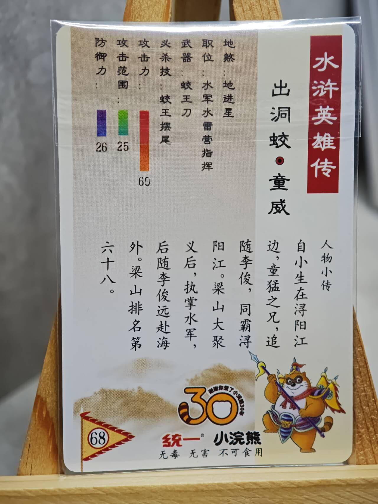 趣卡卡拍No.13期（无佣金免手续费，分享成交有奖） 【昆闪卡，食品卡尺寸】小浣熊30周年昆闪卡-出洞蛟 童威