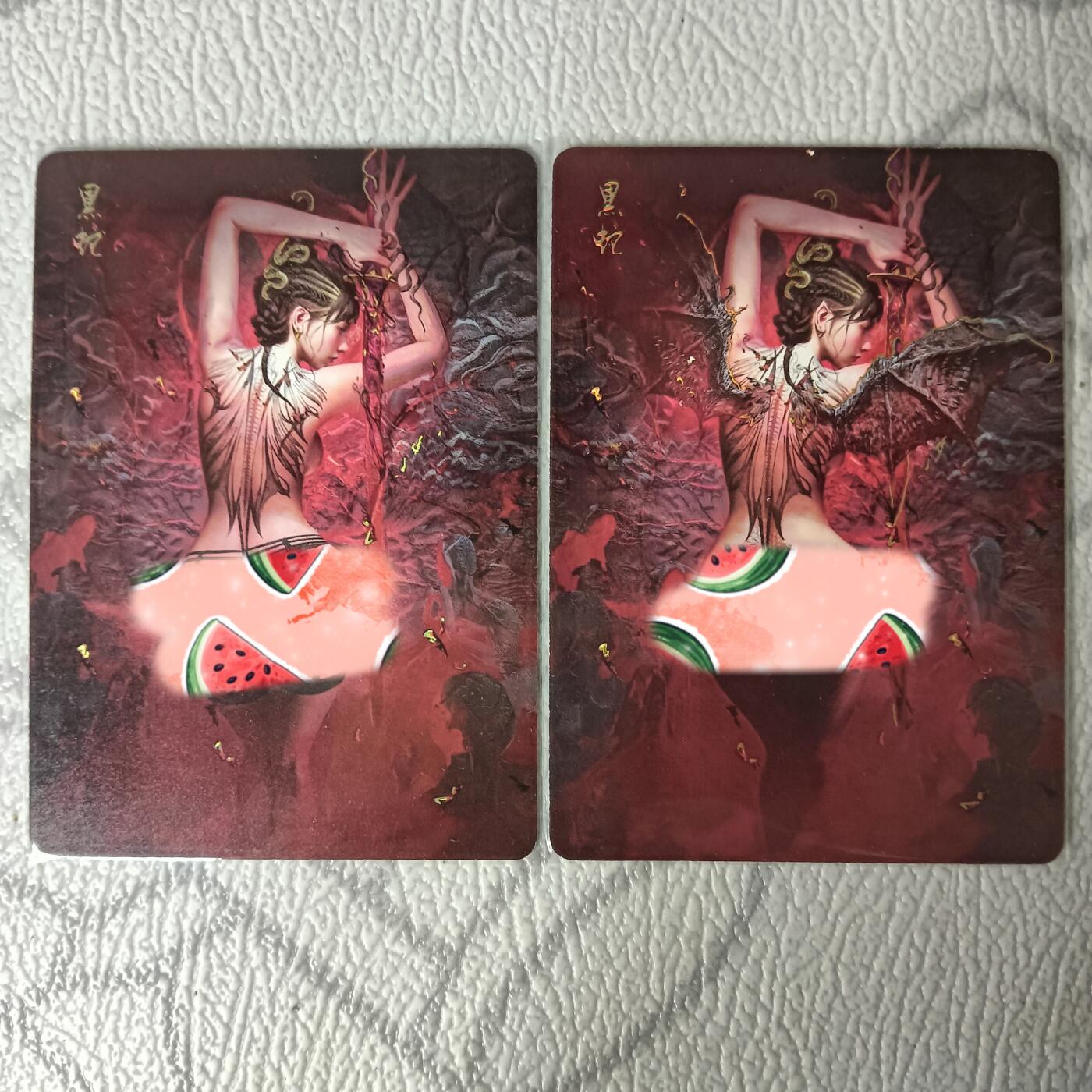 花开卡拍第30期（7月13号周日截拍，品控勿拍!!!拍品不寄存，运费5元，自制卡难免瑕疵，可能存在轻微撞角爆边等出厂瑕疵，品控介意勿拍！） 燎原 妖姬传 黑蛇双服饰 幻彩普卡