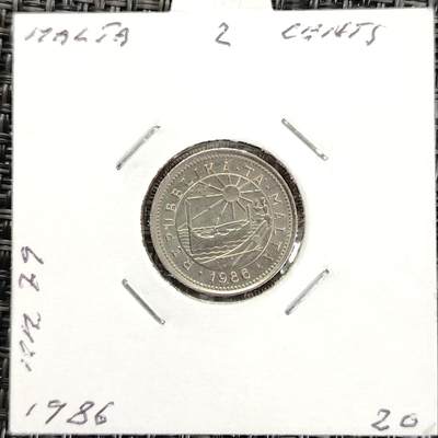 布加迪🐬～世界钱币(上海)🌾第 226 期 /  各国套币和散币 - 马耳他🇲🇹 1986年船版 12分