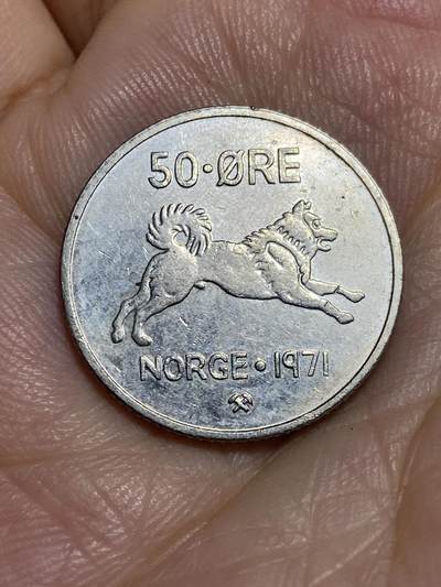 2025年第六十五场(总第九十一场）外国好品散币(免佣金) - 挪威🇳🇴1971年50欧尔(奥拉夫五世时期，埃尔克猎犬图案)