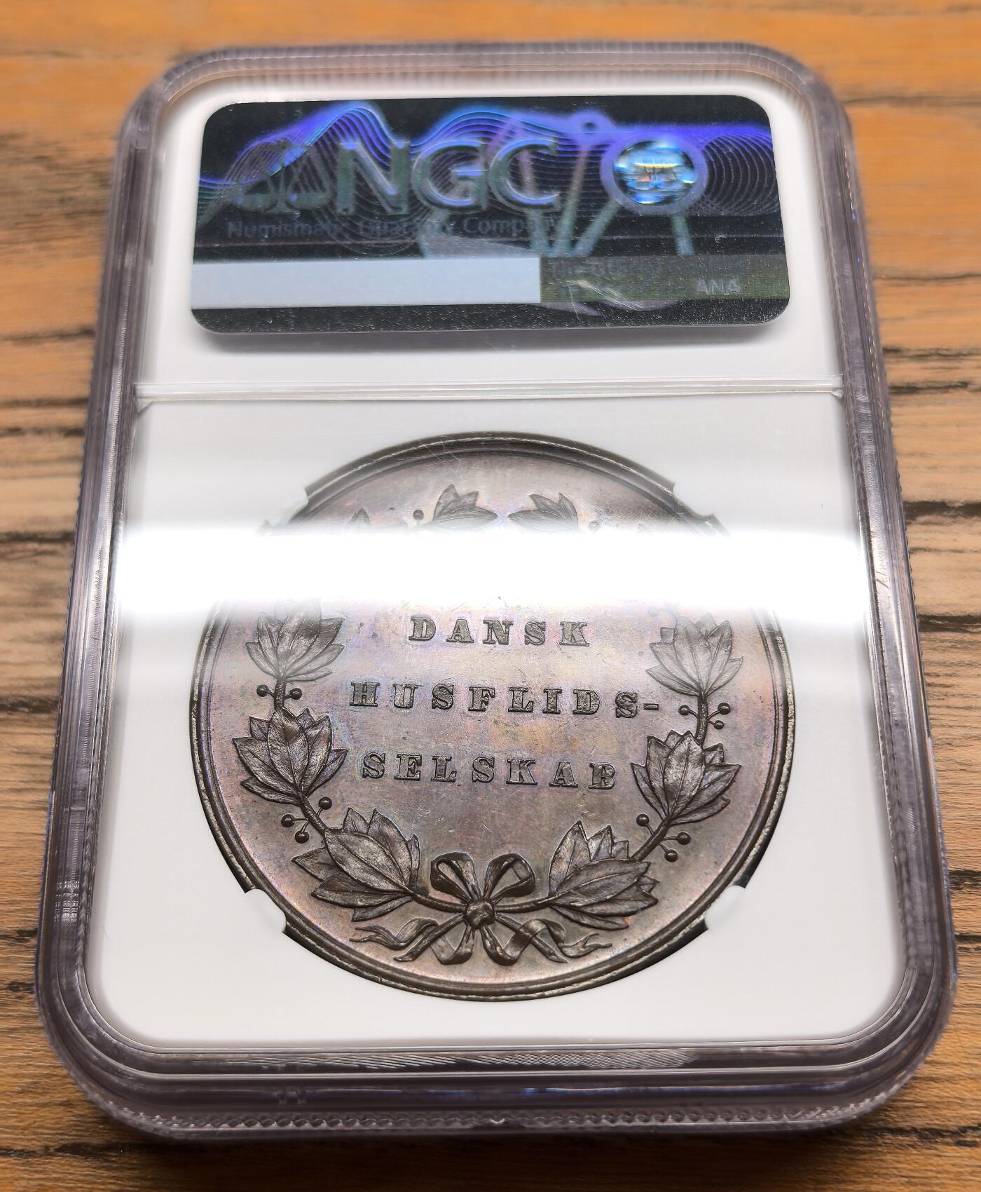 凡希社世界钱币微拍第三百零七期 1878丹麦哥本哈根工匠联合会纪念铜章NGC-MS62