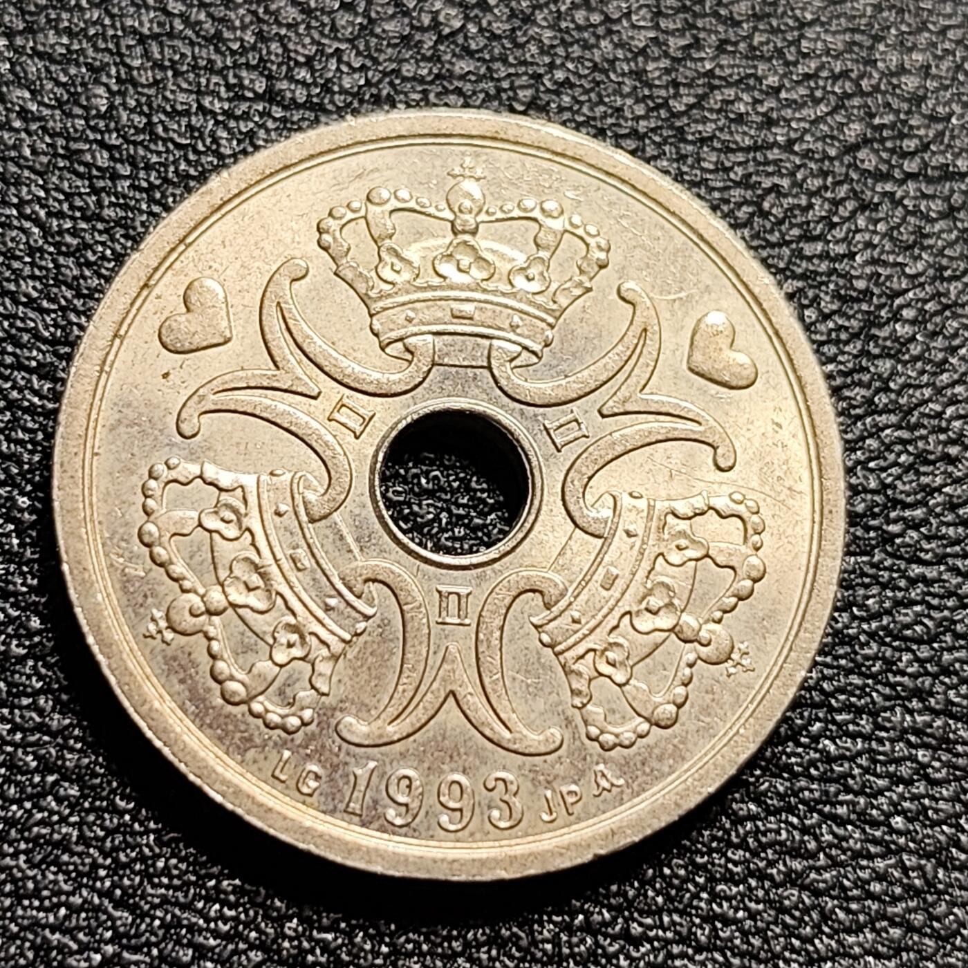 泉币菌-第50场-周末捡漏场 原光美品 高币值 丹麦中孔2克朗 爱心币