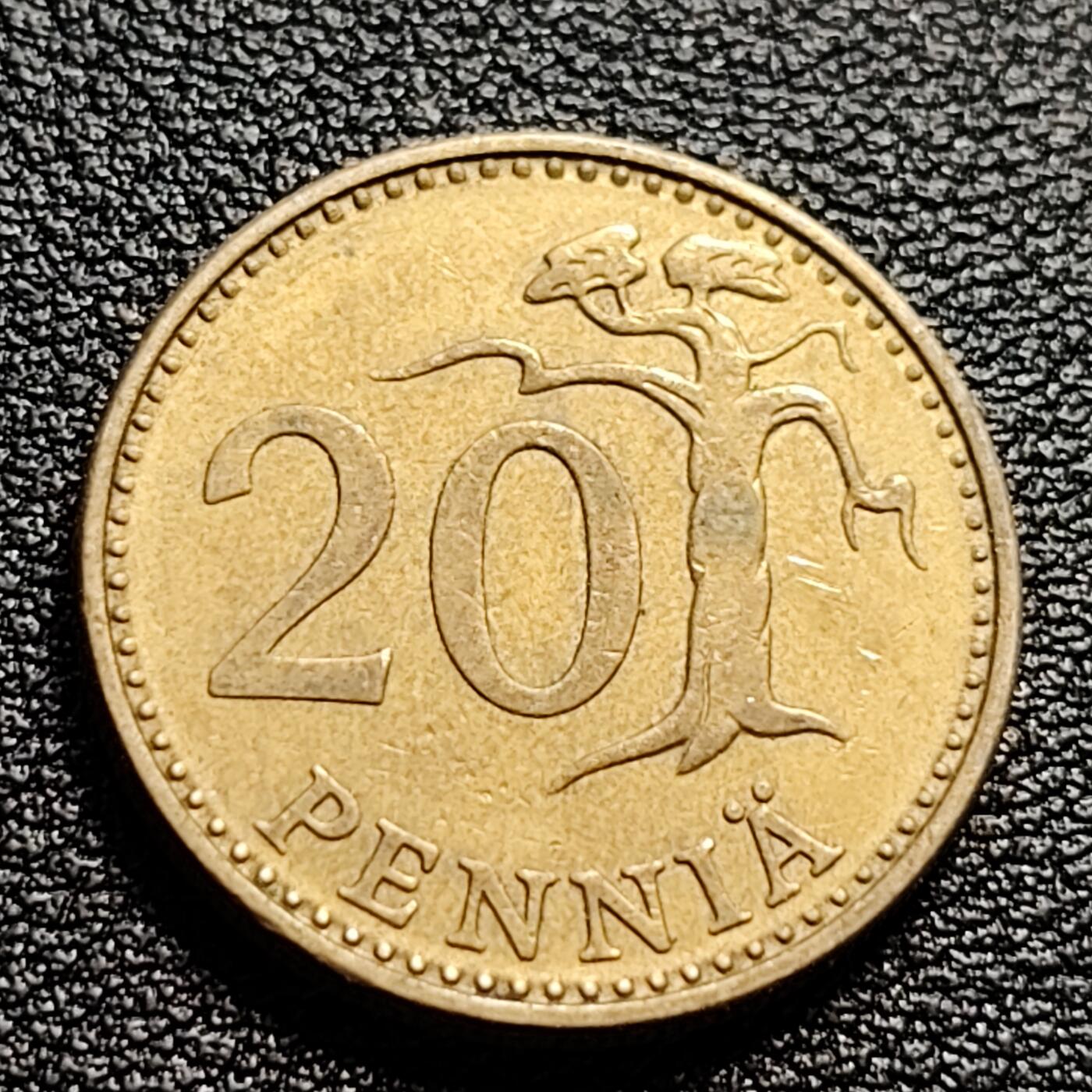 泉币菌-第51场-各国散币场 芬兰20芬尼 皇冠狮子 23mm