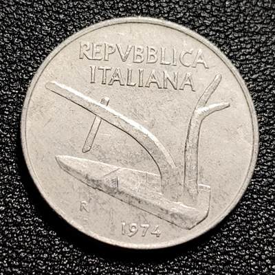 泉币菌-第50场-周末捡漏场 意大利1974年10里拉铝币 麦穗古犁直径23mm 