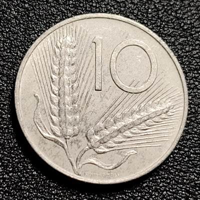 泉币菌-第50场-周末捡漏场 - 意大利1974年10里拉铝币 麦穗古犁直径23mm 