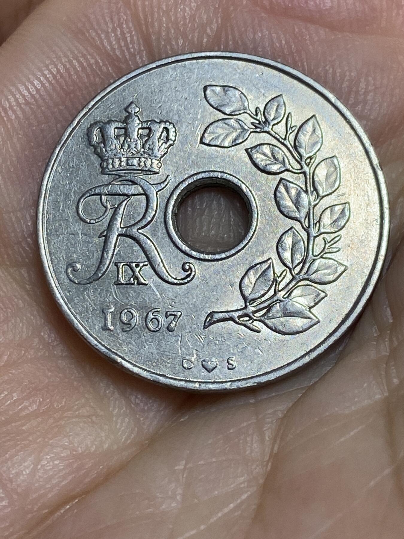 2025年第六十五场(总第九十一场）外国好品散币(免佣金) 丹麦🇩🇰1967年25欧尔(弗雷德里克九世时期，C; S版)